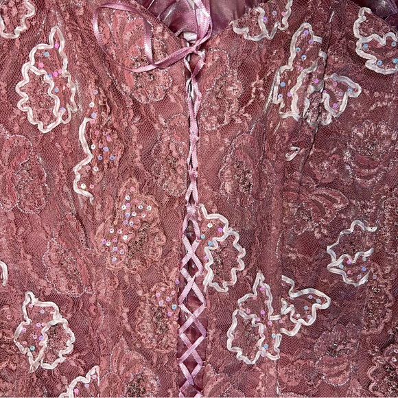 Women’s Babydoll Fairy Coquette Corset Size S Pink Girly Sequins Feminine Ballet - Picture 4 of 8